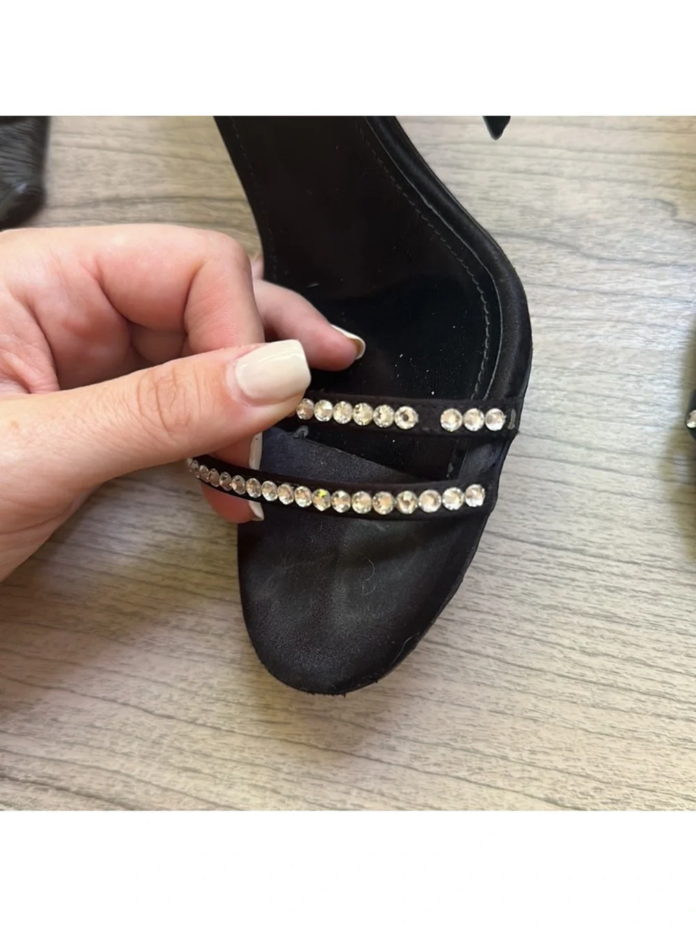 Saint Laurent Satin Crystal Robin 85 Ankle Strap Sandals - Picture 3 of 5